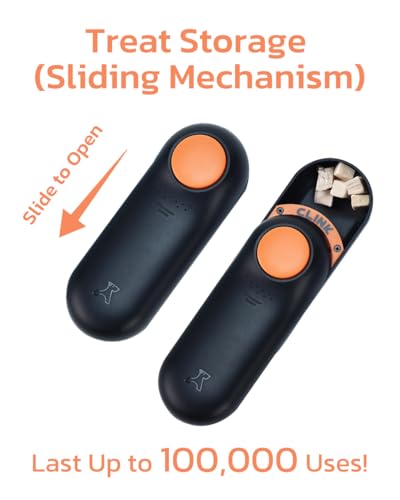2-in-1 Dog Clicker for Training with Treat Storage, Black