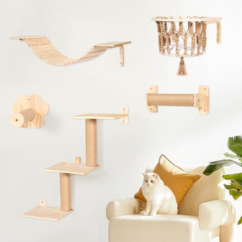 Cat Wall Shelves and Perches (5-Piece Set)
