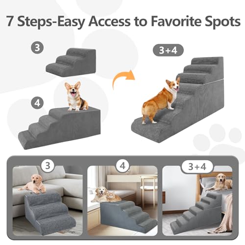 7 Step Dog Stairs for High Beds