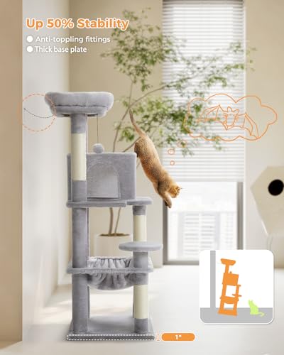45.7" Cat Tree with Hammock (Grey / 45.7in)