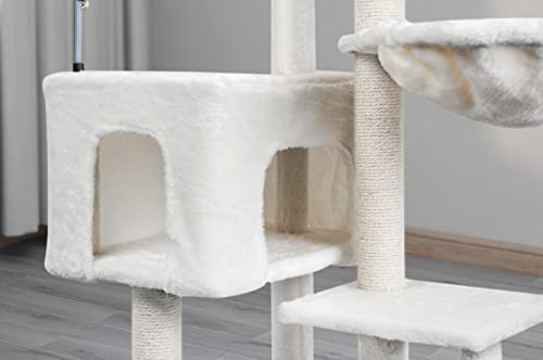 Cat Tree Has Scratching Toy with A Ball Activity Centre Cat Tower Furniture Jute (Beige / 36.6'')