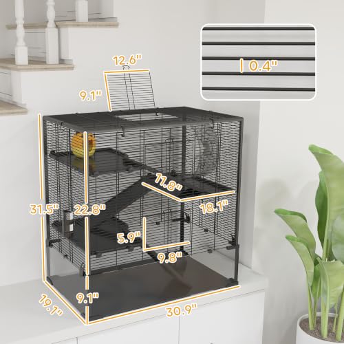Large Hamster Cage with 9" Deep Tempered Glass Bottom (30.9"L x 19.1"W x 31.5"H)