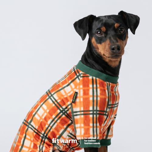 Plaid Dog Fleece Pajamas (Orange Plaid / Medium)