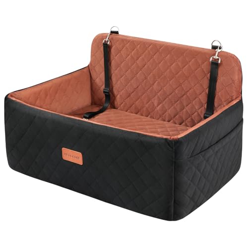 Dog Car Seat for Medium Large Dogs Under 55 lbs (Black/Brown)