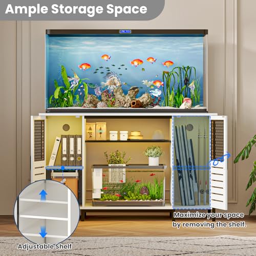 55 75 Gallon Fish Tank Stand with Power Outlets & LED Light
