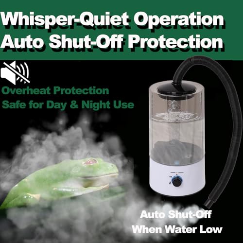 4L Reptile Humidifier Fogger with Extended Hose (White+Black)