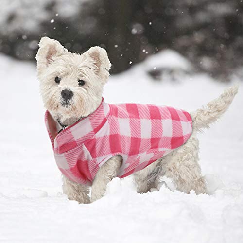 Dog Fleece Vest (Pink Plaid / Medium (Chest Girth: 18.5'' ))