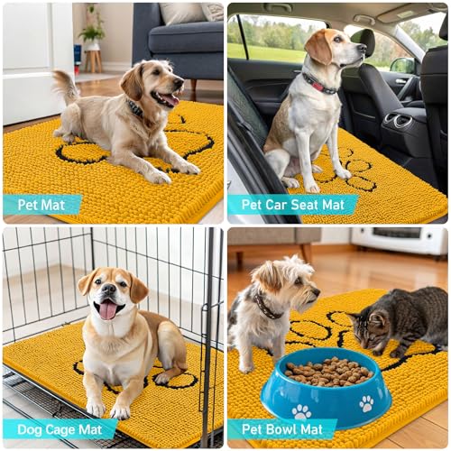 Dog Door Mat for Muddy Paws 30x20 (Golden Yellow / 30" X 20")