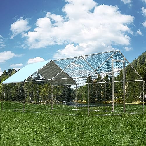 1.26’’ Large Metal Chicken Coop Walk in (9.8’Lx19.7’Wx6.4’H)