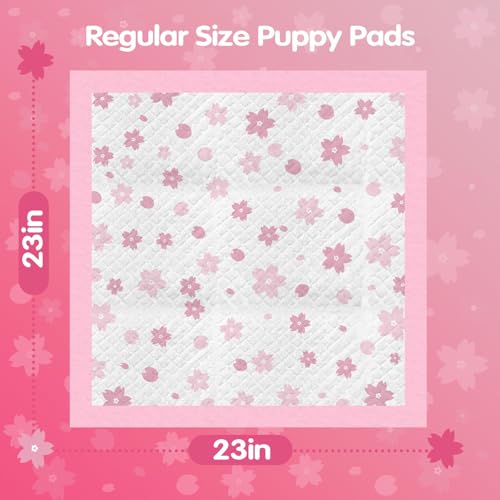 Pink Puppy Pads with Adhesive Tabs 23x23in 50 Count Super Absorbent (23x23in | Super Absorbent)