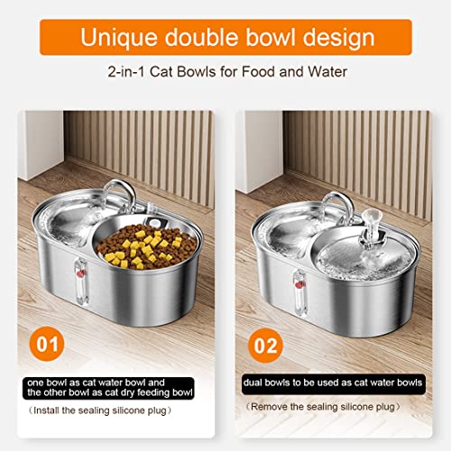 Dual Bowl Cat Water Fountain 3L