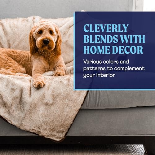 PupProtector Waterproof Throw Blanket (White and Brown / Original (60" L x 50" W))