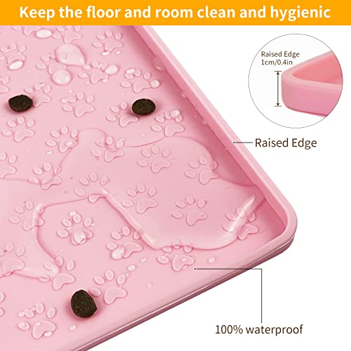 Pet Placemat for Dog and Cat (18"L x 12"W / Pink)