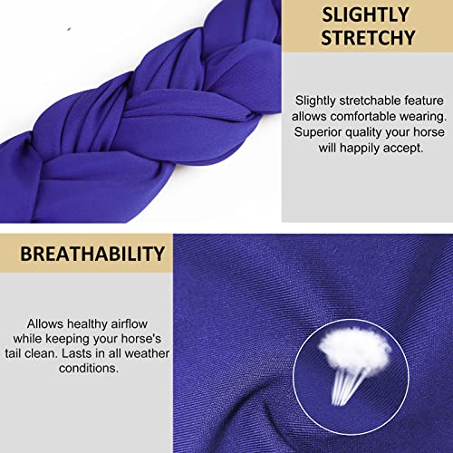 3 Tube Stretchy Fabrics Adjustable Closure Lightweight Horse Tail Bag for Horses Braid (Navy)
