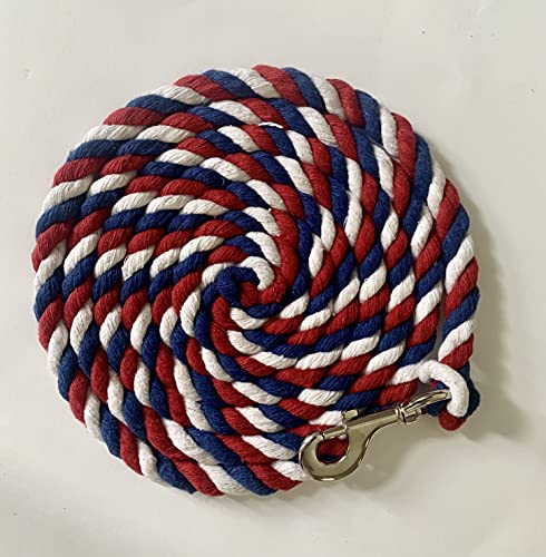 Pack of 2 Solid Cotton Lead Rope for Horses & Livestock (Patriotic)
