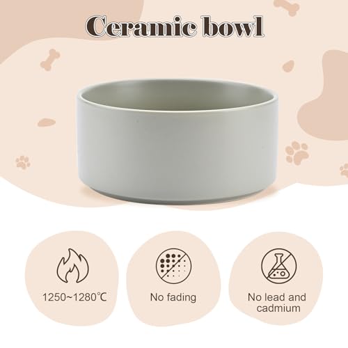 Raised Ceramic Dog Bowls Set with Non (60.87 Oz / Gray)