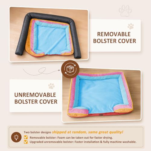 Orthopedic Dog Beds for Large Sized Dog with Bolster (36.0"L x 27.0"W x 8.0"Th / Miami)