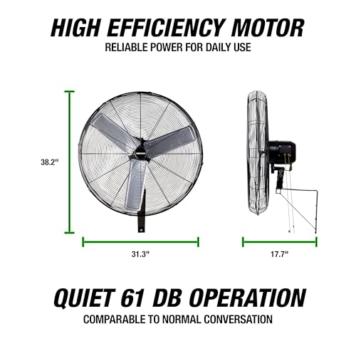 30 Inch Oscillating Wall Mount Fan 7500CFM Industrial Construction (New 30" Indoor Fan)