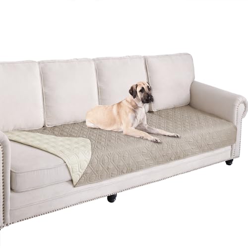 Waterproof Dog Bed Cover Pet Blanket for Furniture Bed Couch Sofa Reversible (30x100 Inch (Pack of 1) / Cream+beige)