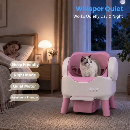 Self Cleaning Litter Box with APP (Pink)
