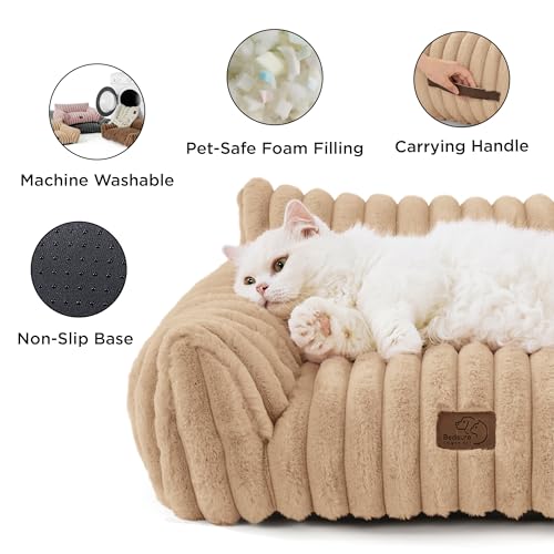 ComfyFleece® Shown on TV Fluffy Cat Couch for Pets (24x18x10" / Sandy Beige)