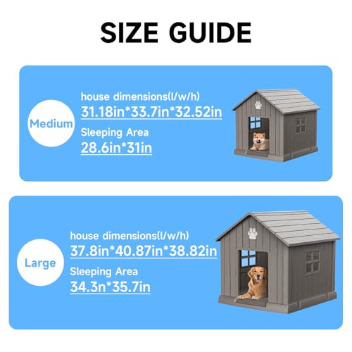 Dog House for Medium Size Dogs (Gray / 32.5''L x 33.7''W x 31.18''H)