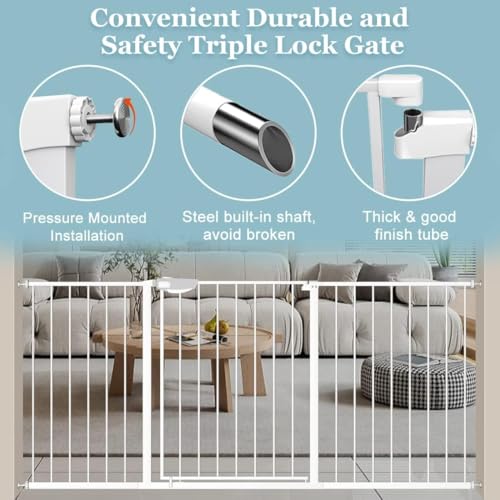 Triple Lock Baby Gate Extra Wide 67.32 (White / 67.32-72.04"/171-183cm)