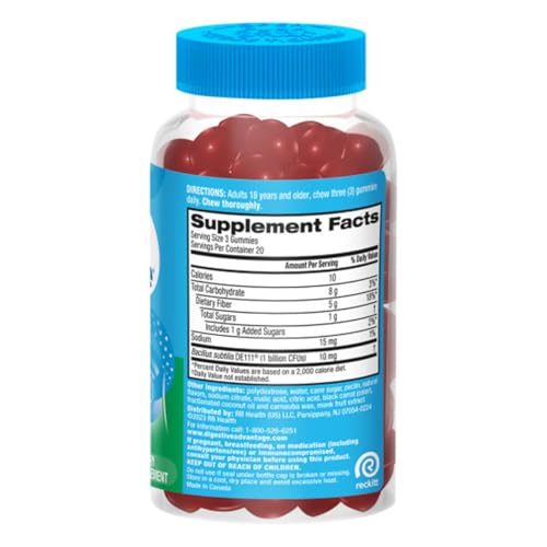 Prebiotic Fiber Supplement Strawberry Flavor Gummies with Probiotics for Women & Men Digestive Health