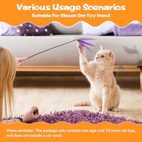 Fuzzy Worm Cat Wand Refills with Black String