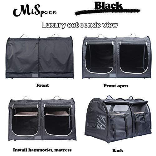 Mispace Portable Twin Compartment Show House Cat Cage Condo (Black)