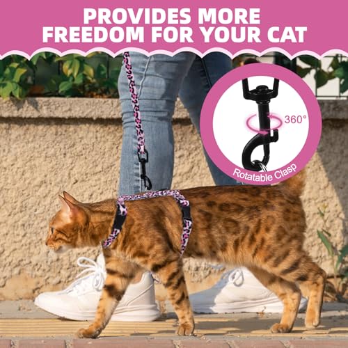Cat Harness and Leash Set (Small / Pink Leopard Print)