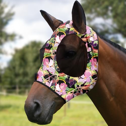 Super Comfort Stretchy Fly Mask Large Eye Space with UV Protection Soft on Skin with Breathability Blossom Vibe S (S / Blossom Vibe)