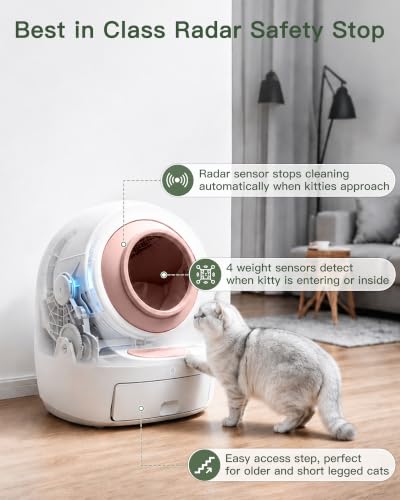 Casa Leo Automatic Self Cleaning Cat Litter Box Bundle with App Control (Pretty Pink)