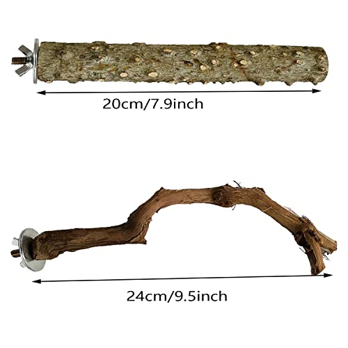 5 PCS Natural Wooden Parrot Stand Bird Perch Stand Grape Stick Hanging Multi Branch Perch for Parrots