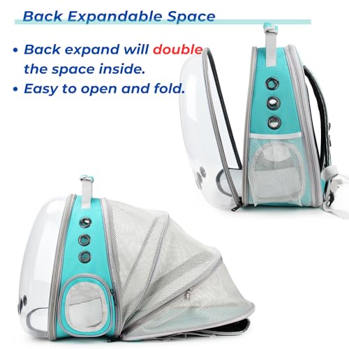 Expandable Bubble Cat Carrier Backpack (Back Expandable-Green)