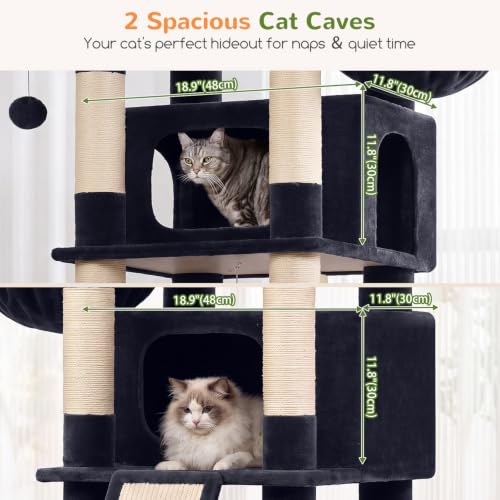 Giant Tall Heavy Duty Cat Tower for Indoor Large Cats (Dark Grey / 75 inch)