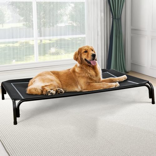 Outdoor Elevated Dog Bed for Large Sized Dogs (L(43.30"x31.90"x8.00") / Black)