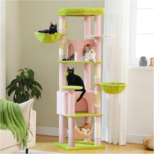 Pink 70” Cat Tree with Hammock (Large-70 inches / Pink)