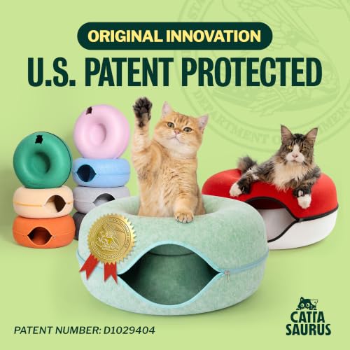 Peekaboo Cat Cave Donut for Multiple & Large Cats up to 30 (Brown / Large)