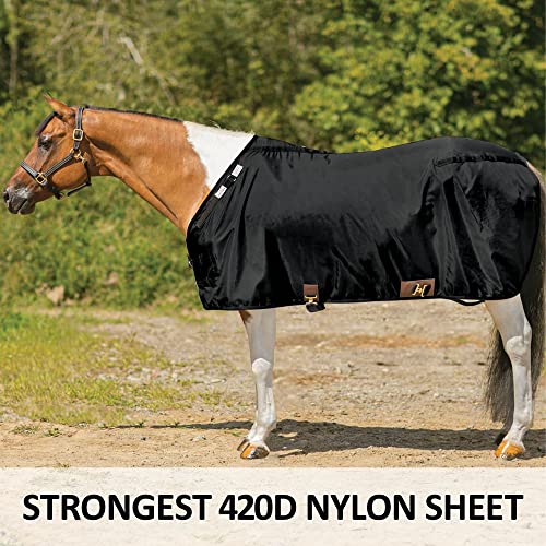 Dura Nylon Horse Stable Sheet (Horse Size 78 / V-Free |Closed Front | Legstrap with Tail / Black)