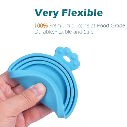 2 Packs Pet Food Can Covers Lids (Blue + Blue)