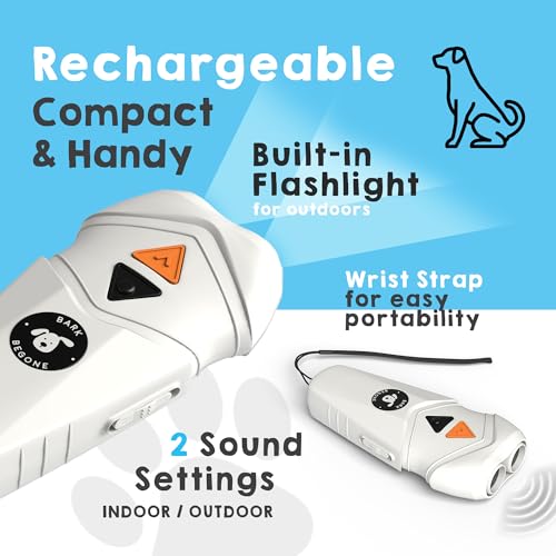 Ultrasonic Dog Bark Deterrent & Behavior Corrector (White Rechargeable (1 Pack))