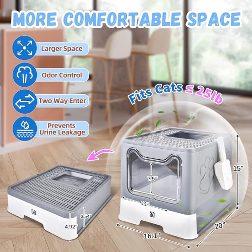 Covered Cat Litter Box (Grey)