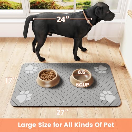 Pet Feeding Mat (Light Gray / 20"L x 12"W)