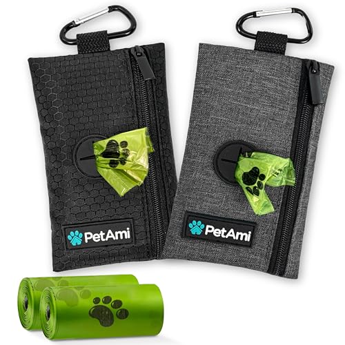 Dog Poop Bag Holder for Leash (Black Gray / Pack of 2)