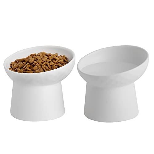 Elevated Cat Bowls (White / 5.2 Inch (Pack of 1))
