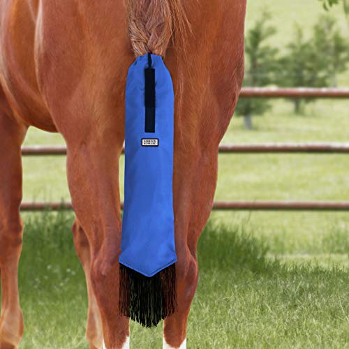 Smooth Lightweight Adjustable Fastener Nylon Horse Tail Bag with Fringe (Champion Blue)
