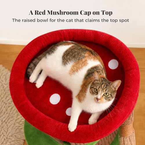 Tree Trunk Cat Tree with 2 Enclosed Caves and Sisal Scratching Post (Stump Brown)