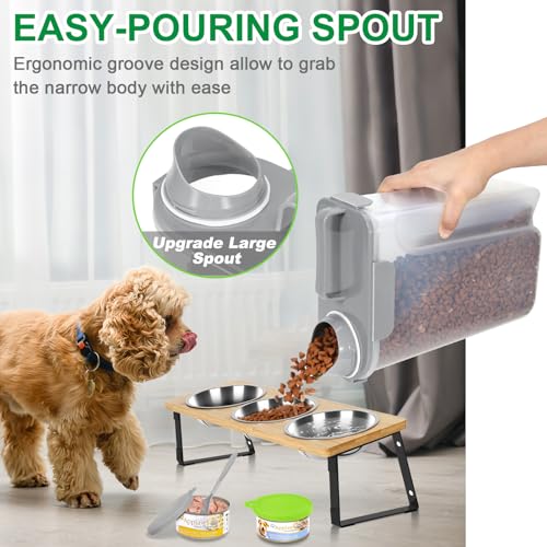 Cat Dog Food Storage Container 5 to 7 lbs with Pet Can Cover and Mixing Spoon (Light Grey 6Qt)