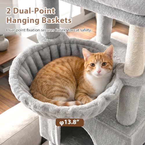 Cat Tree 78.7'' Tall Tower with Extra Wide Top Platform GCT804W (78.7 inches / Light gray)